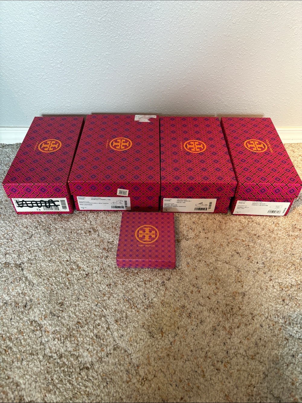 Tory Burch Pink and Orange Signature Patterned Box Set
